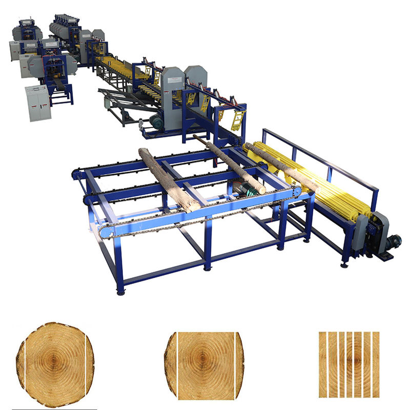 Twin Vertical Bandsaw Mill Wood Production Line 150-200CBM Per Hour