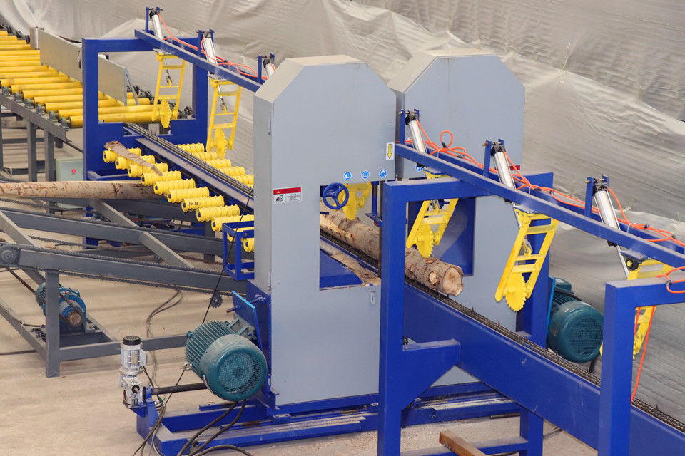 Twin Vertical Double Slabber Sawmill Machine SLS350, Automatic Twin Heads Band Saw Machine