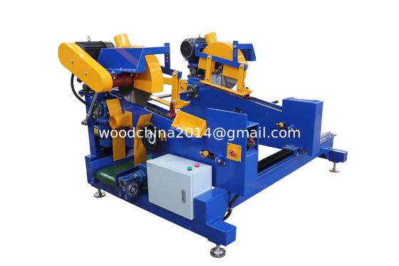 Professionelle Holzpalettenmaschine Automatische Doppelspitze Trimmen Kreuzschnitt Säge
