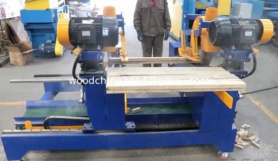 Professionelle Holzpalettenmaschine Automatische Doppelspitze Trimmen Kreuzschnitt Säge
