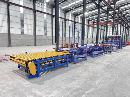 Euro Holzblock Palettenmachmaschine 4 Stringer mit Stacker Paletten Nagelmontage-System