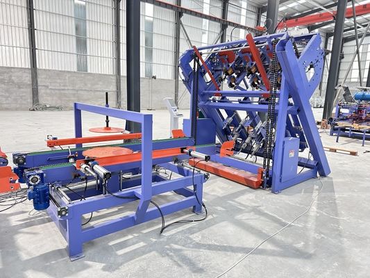 Euro Holzblock Palettenmachmaschine 4 Stringer mit Stacker Paletten Nagelmontage-System