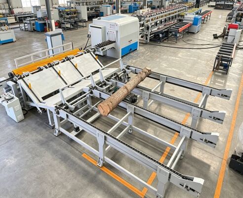 Hocheffiziente Produktionslinie für Rundholz-Mehrblattsägen | Holzverarbeitungsanlage mit großem Durchmesser von 250–500 mm | 120m³/8h Kapazität