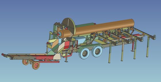 Mobiler, vollautomatischer 50-Tonnen-Brennholzspalter mit hydraulischem Schub für 600 mm Stammdurchmesser